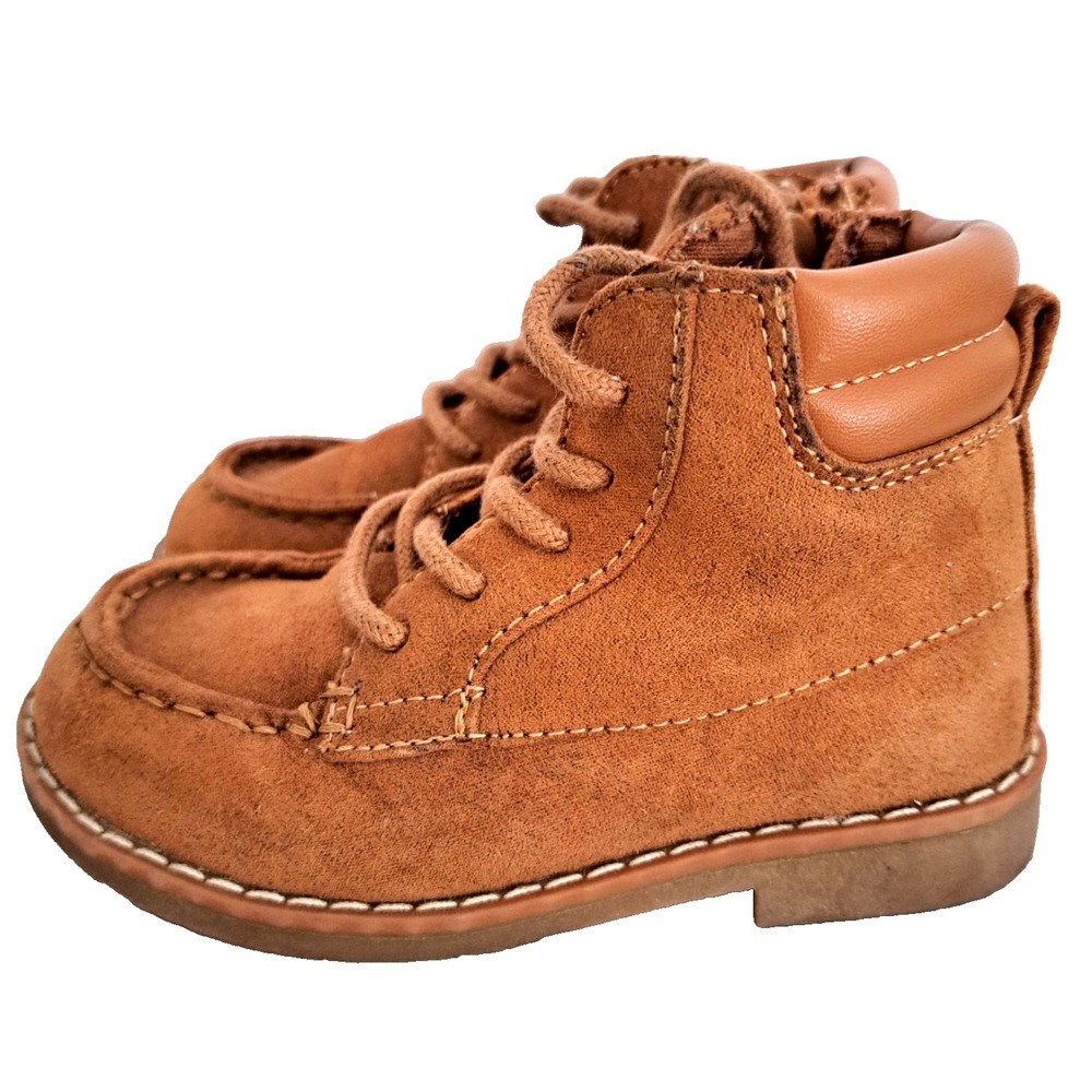 Old Navy Brown Faux Suede Boots Girls / Baby Size 7 Side Zipper Utility Preppy